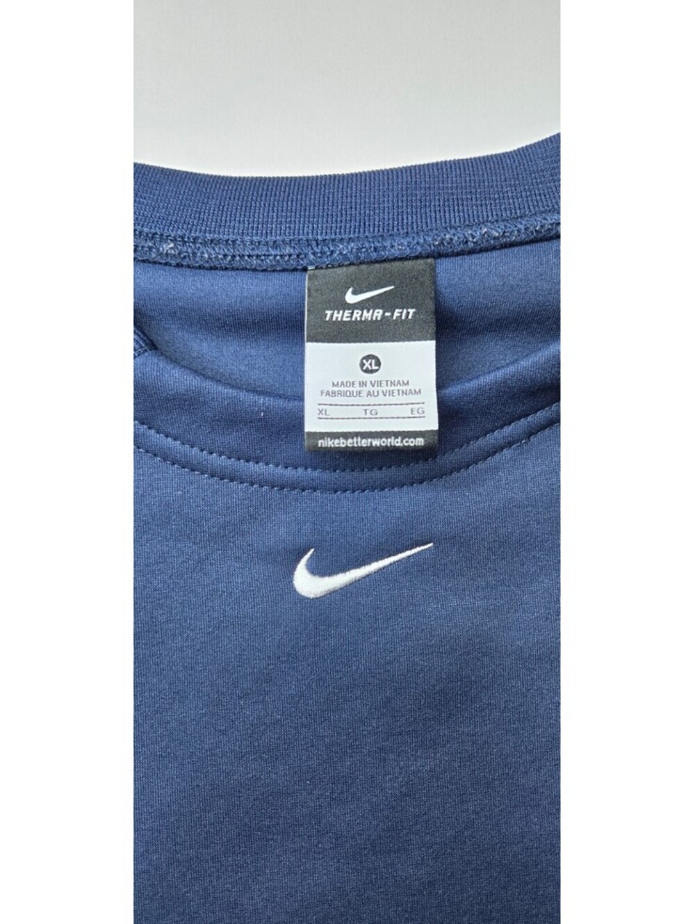 Vintage 2001 Nike Center Swoosh Crewneck XL - Ribbed Navy - Picture 3 of 9